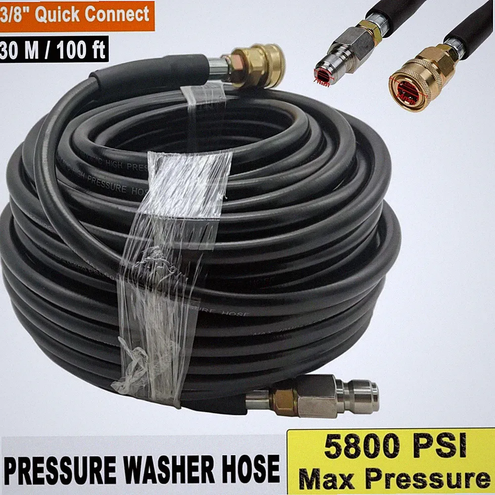 100FT 5800PSI Replacement High Pressure Power Washer Hose -3/8" Quick Connect US