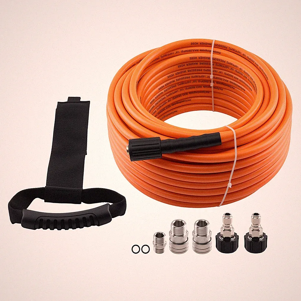 100FT Pressure Washer Hose 1/4" 5800PSI Power Washer w/ M22-14mm to 3/8" Coupler
