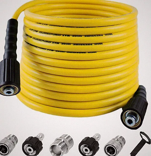 100FT Pressure Washer Hose 4200 PSI Kink Resistant with Quick Connector