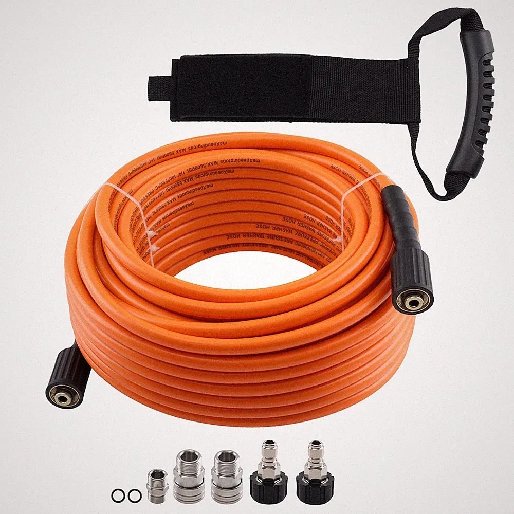100FT Pressure Washer Hose 5800PSI With M22-14mm to 3/8" Coupler Kink Reistant