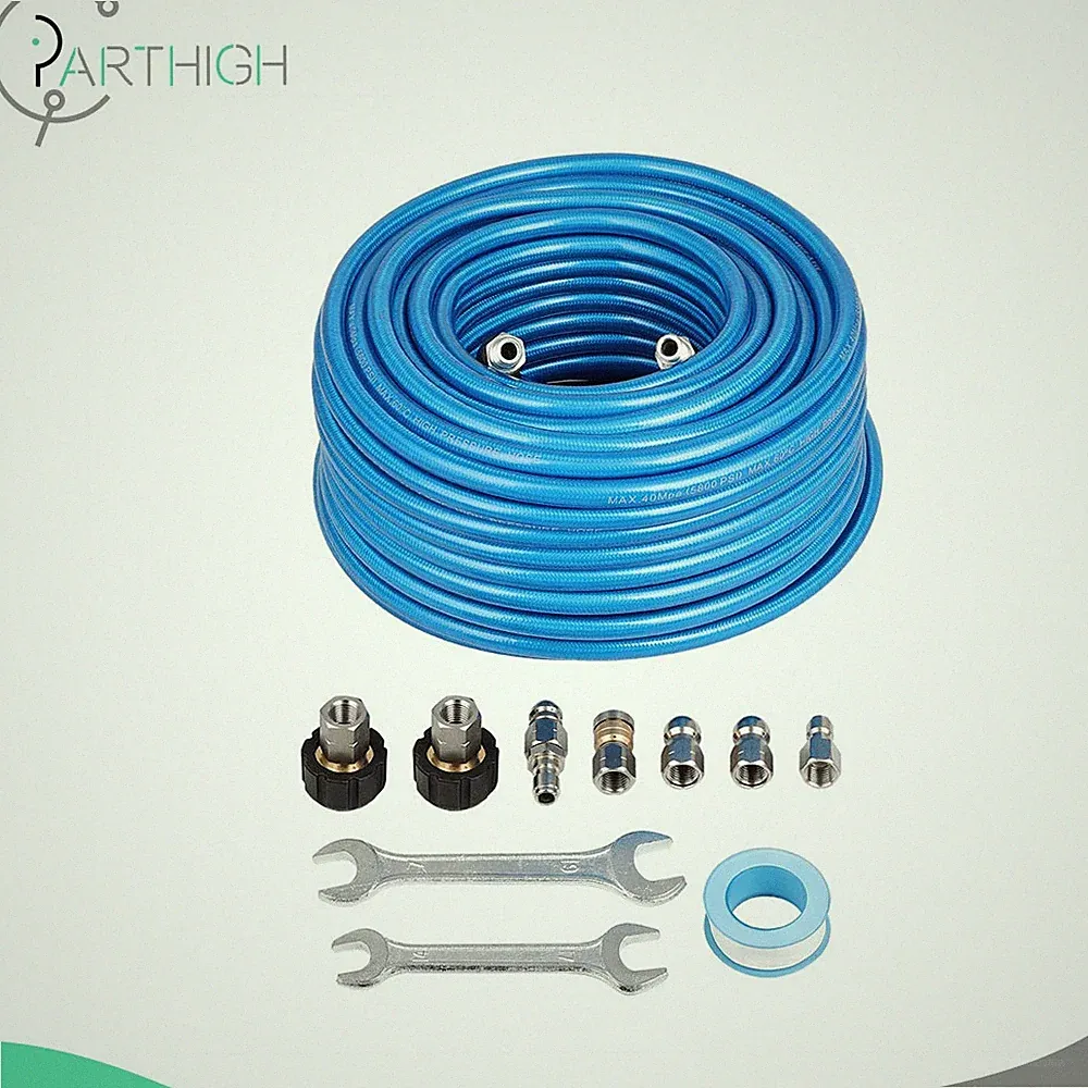 100ft Sewer Jet Kit for Pressure Washer 1/4" M-NPT Drain Cleaner Hose 5800 PSI