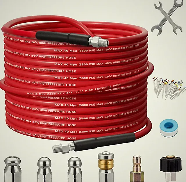 100FT Sewer Jetter Kit for Pressure Washer,1/4 Inch NPT Corner Max Working Press