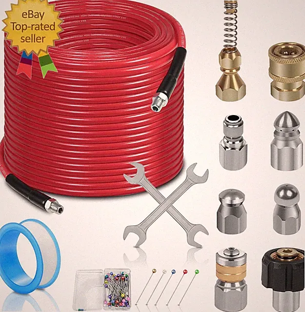 100FT Sewer Jetter Kit for Pressure Washer, 1/4''NPT Drain Cleaner Hose 5800PSI