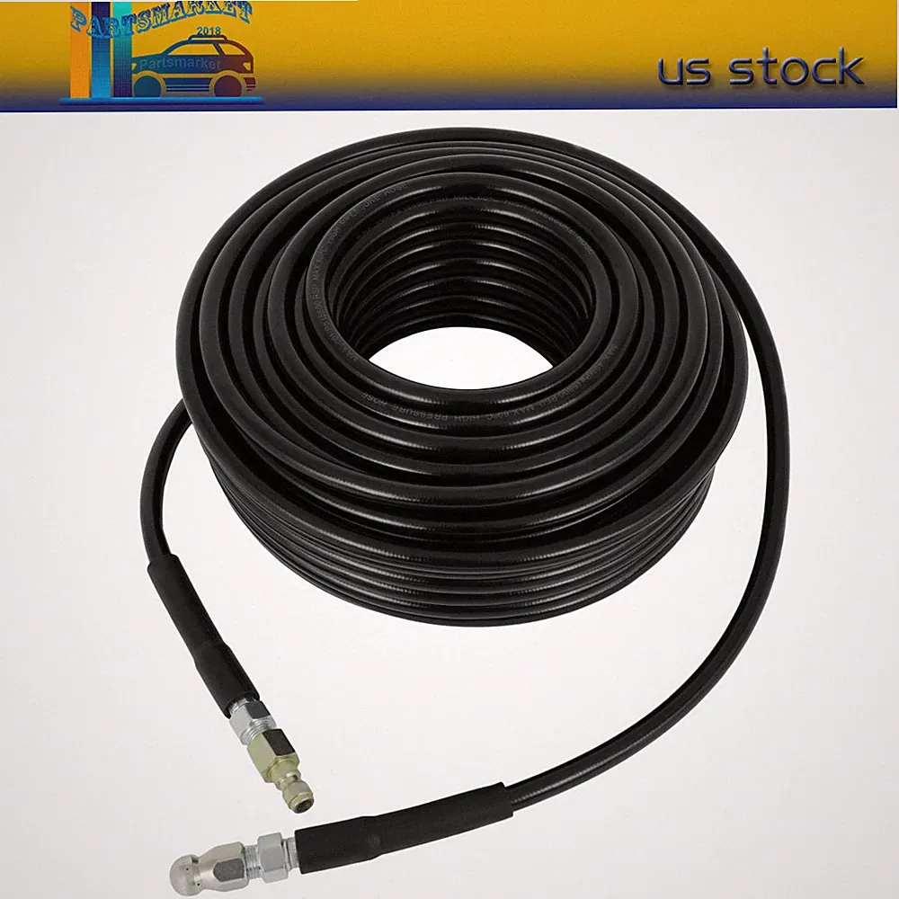 100FT Sewer Jetter Kit for Pressure Washer 5800PSI Drain Cleaner Hose 1/4 Inch