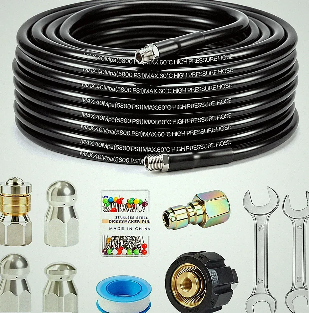 100FT Sewer Jetter Kit for Pressure Washer, 5800PSI Drain Cleaner Hose