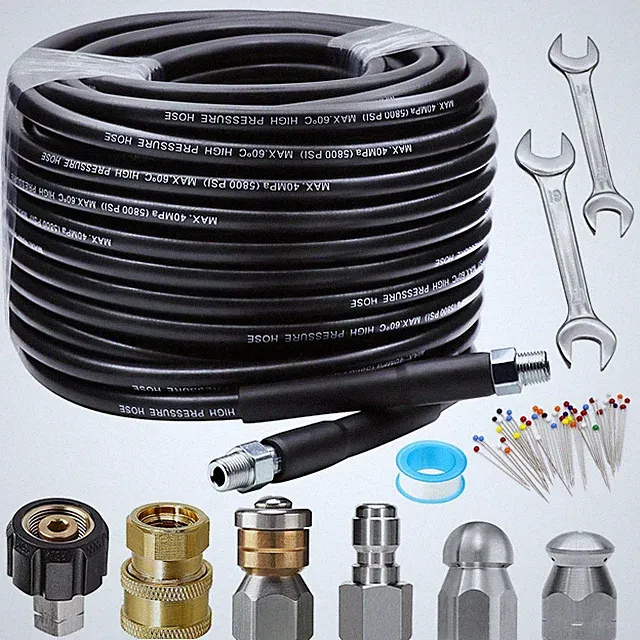 100FT Sewer Jetter Kit Pressure Washer 5800PSI with Rotating Jetting Nozzle