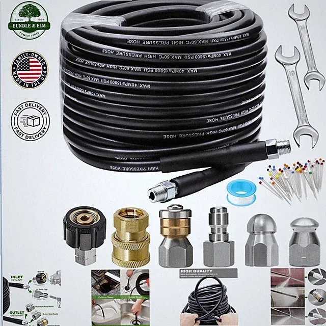 100FT Sewer Jetter Kit with High Pressure Hose and Rotating Nozzles for Cleanout