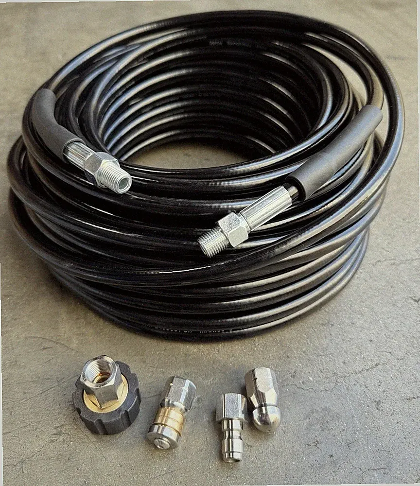 100ft Sewer Jetter Pressure Washer 5800PSI Hose Kit Clean Plumbing Drain Pipe