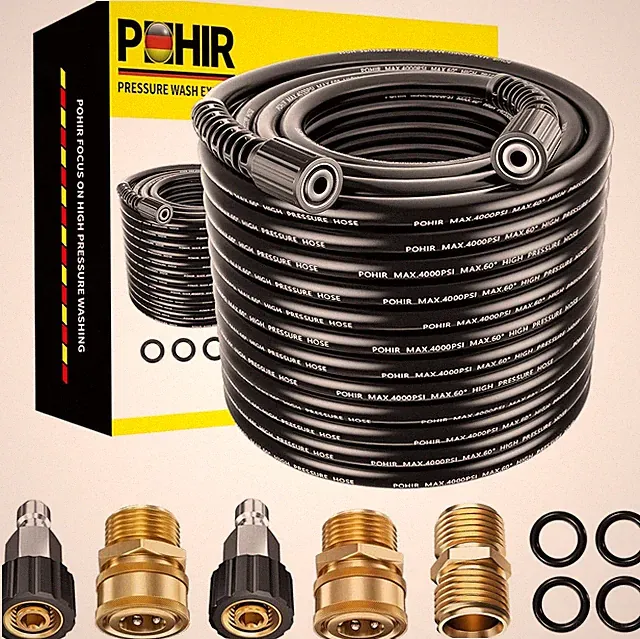100ft x 3/8" High Pressure Washer Hose 4000 PSI Gray With Couplers
