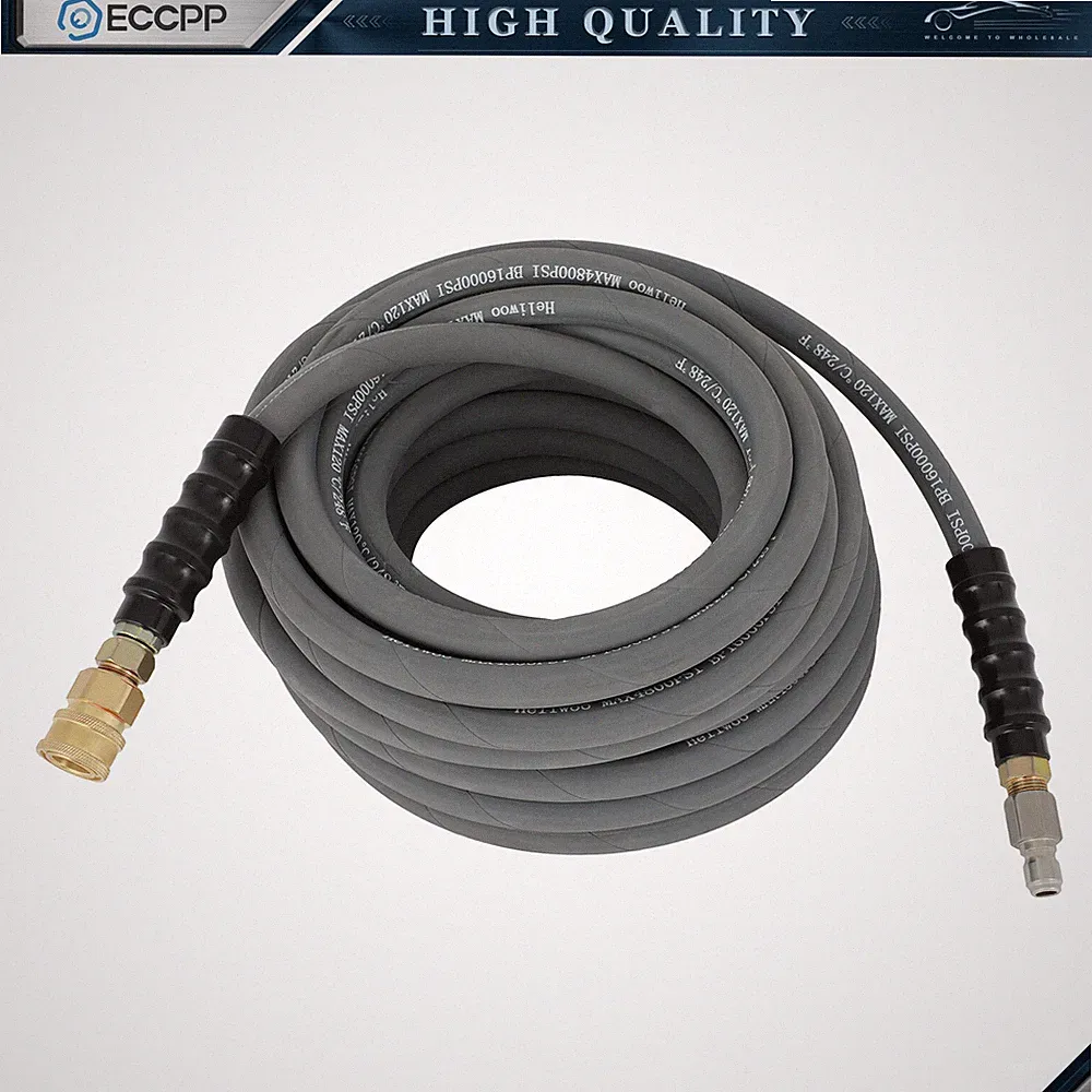 100ft x 3/8" High Pressure Washer Hose 4000 PSI Gray With Couplers