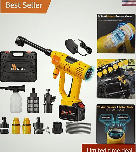 1100PSI Cordless Car Washer,Portable Battery Powered Cleaning Tool | 10-Speed...