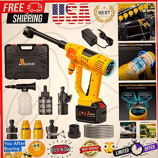 1100PSI Cordless Car Washer,Portable Battery Powered Cleaning Tool