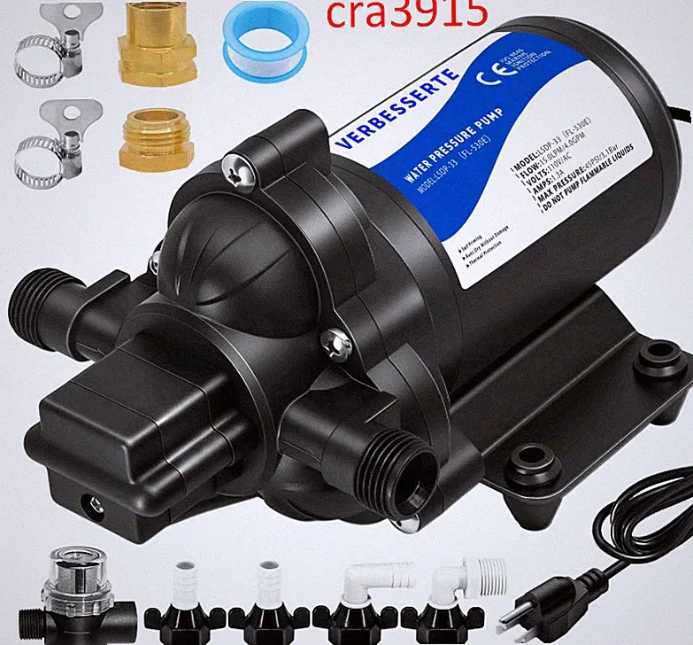 110V AC Water Pressure Diaphragm Pump 4.0GPM 45PSI for RV Boat Home Quiet Use OK
