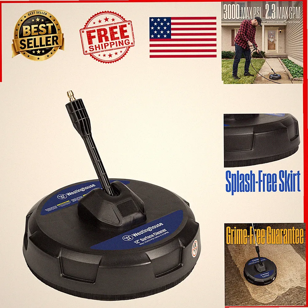 12 In Pressure Washer Surface Cleaner 3000 PSI 1/4 In Quick Connect Streak-Free