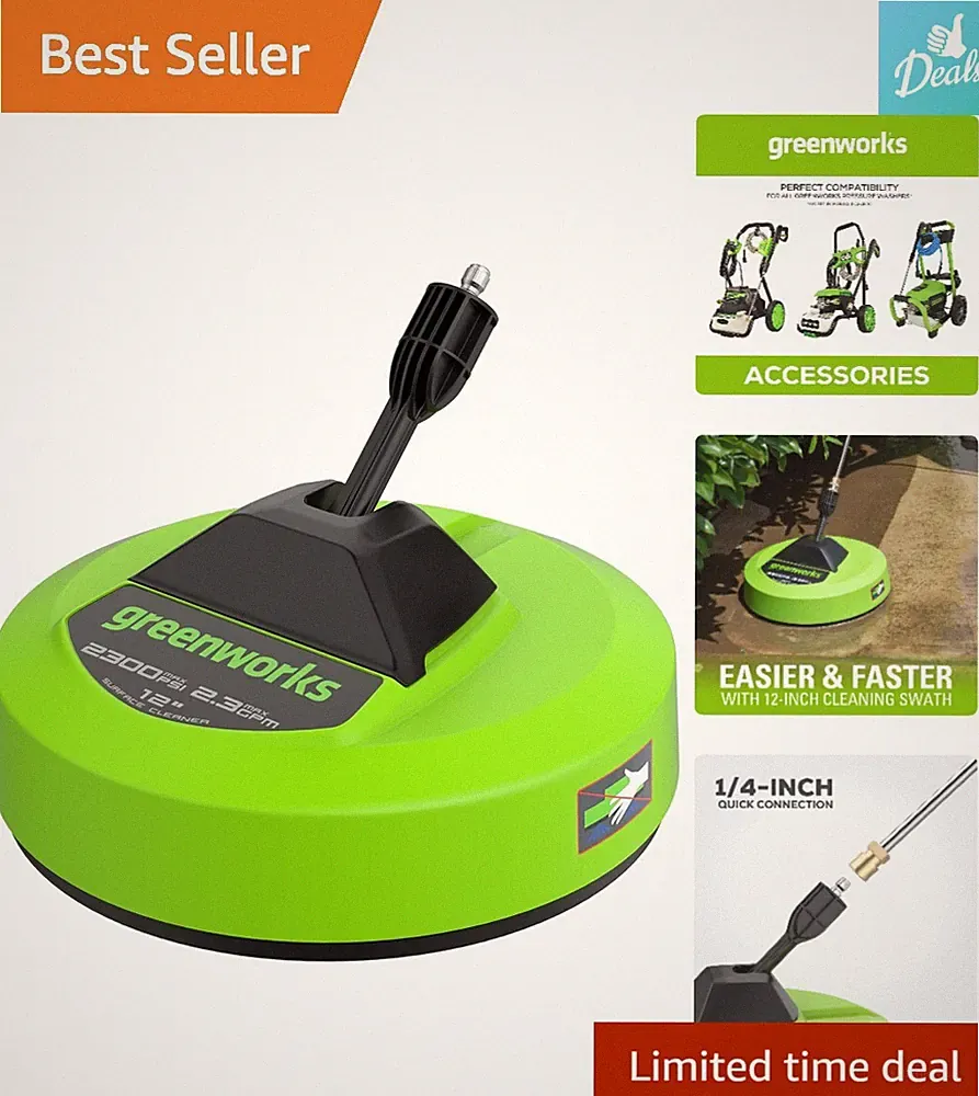 12" Pressure Washer Attachment - Works on Driveways, Sidewalks, Patios & Decks
