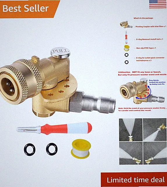 120-Degree Pivoting Coupler for Pressure Washer - Efficient Cleaning Accessory