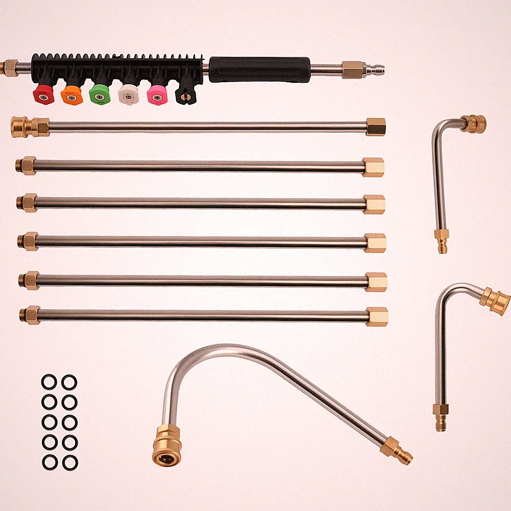 120" Pressure Washer Extension Rod Brass 4000PSI 30° 90° U Shape 6 Spray Nozzle