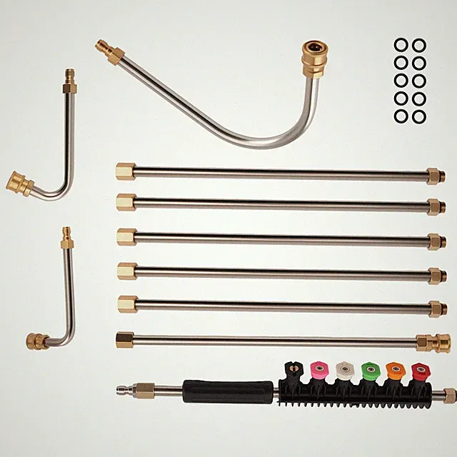 120" Pressure Washer Extension Wand Brass 4000PSI 30° 90° U Shape 6 Spray Nozzle