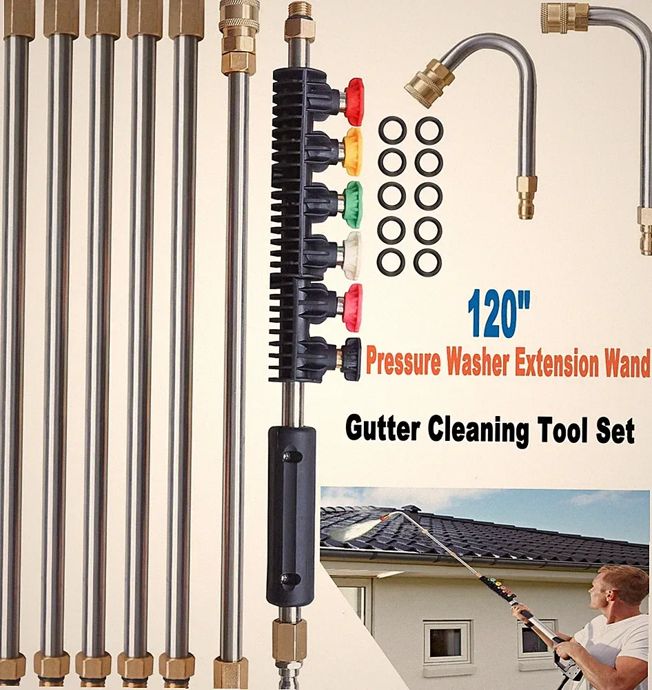 120" Pressure Washer Extension Wand Power Lance Spray Gun Nozzle 4000PSI 25Pc