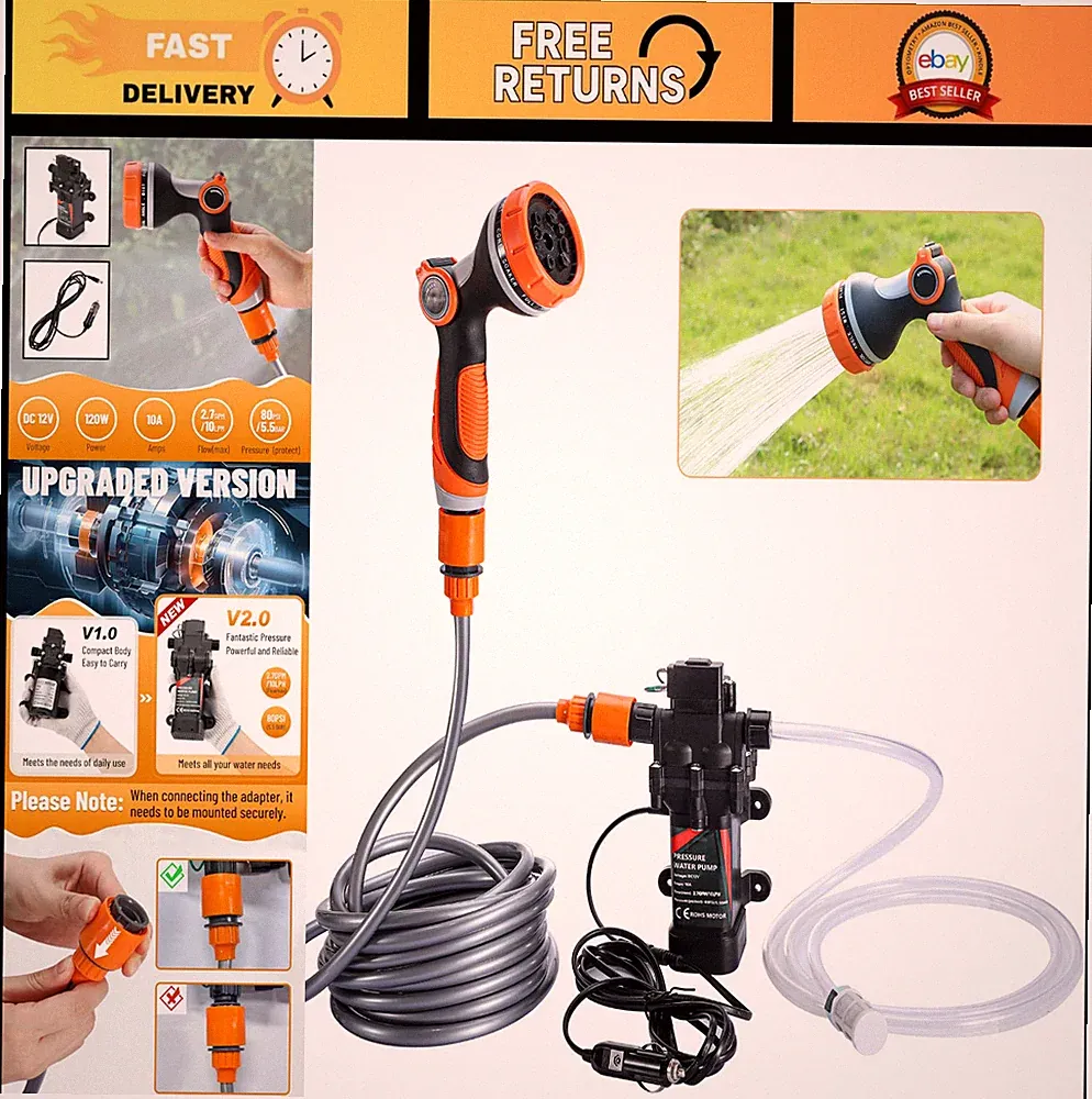 120W 80PSI Portable Electric Pressure Washer Pump - Powerful Cleaning Kit for Ho