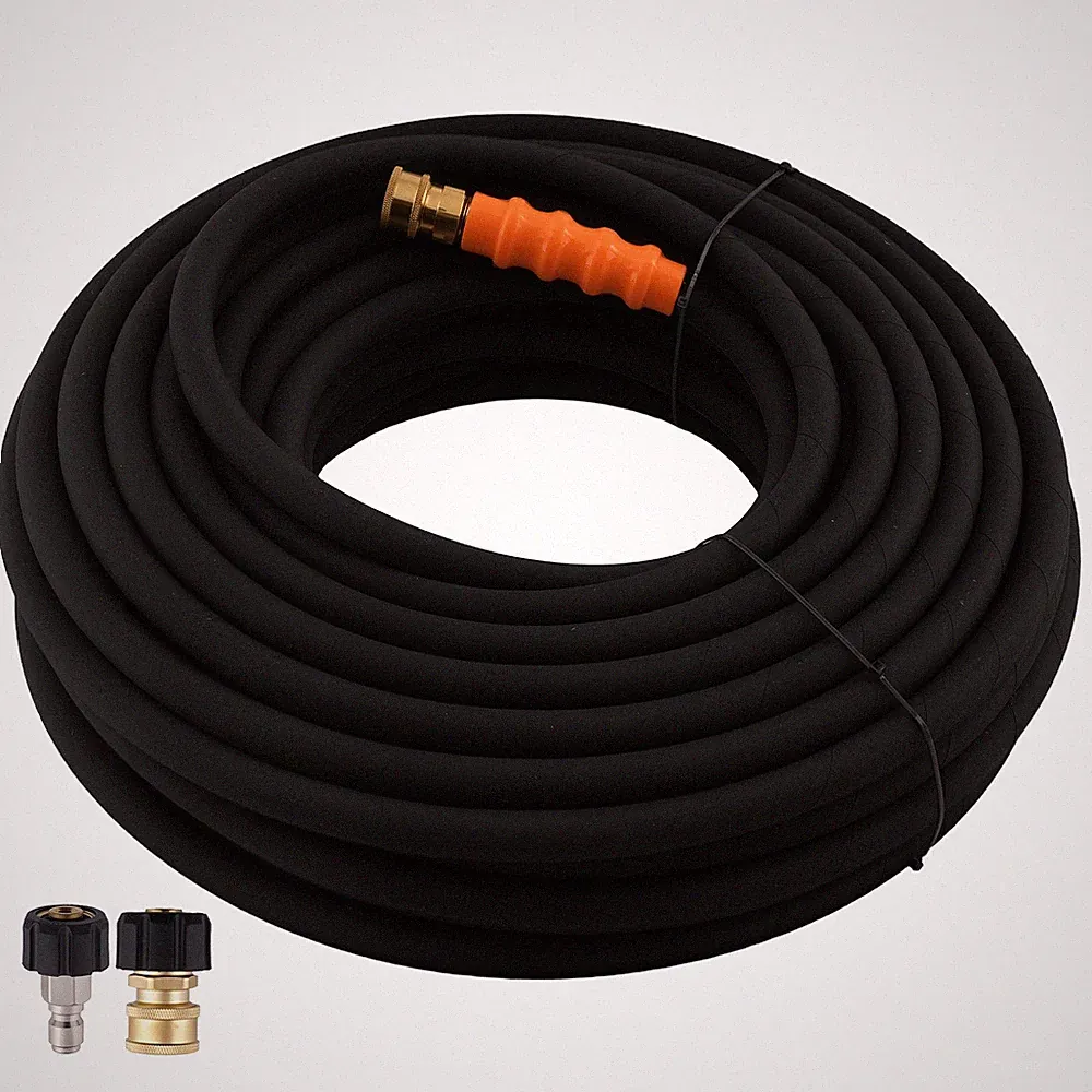 125FT 3/8" Pressure Washer Hose 4500PSI 2-Braid Hot Water Hose Swivel QC Adapter