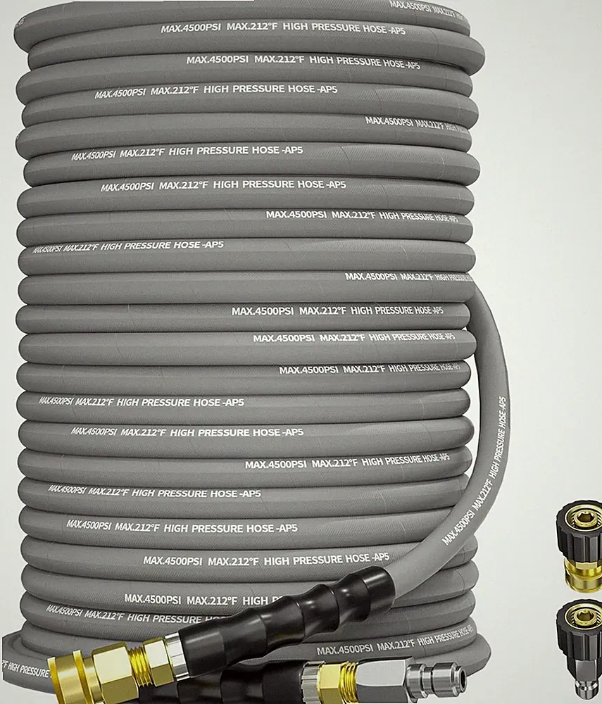 125FT 3/8" Pressure Washer Hose 4500PSI 2-Braid Hot Water Hose Swivel QC Adapter