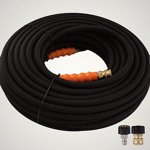 125FT 3/8" Pressure Washer Hose 4500PSI Steel Wire Braided Hose Swivel Adapter