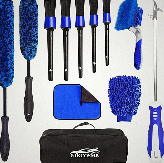 12Pcs Wheel Brush Kit for Cleaning and Tire, Rim 12P, Blue