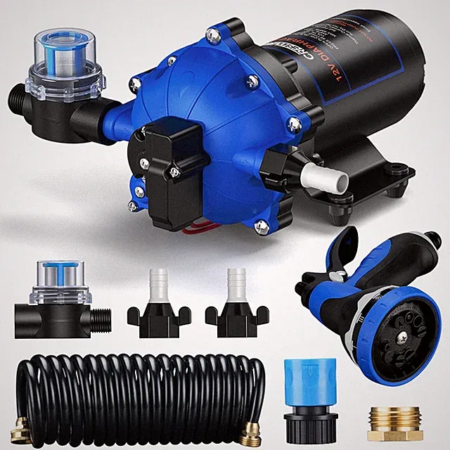 12V DC Washdown Pump Kit, 7GPM 70PSI Wash Down Pump for Boat with Spray Nozzl...
