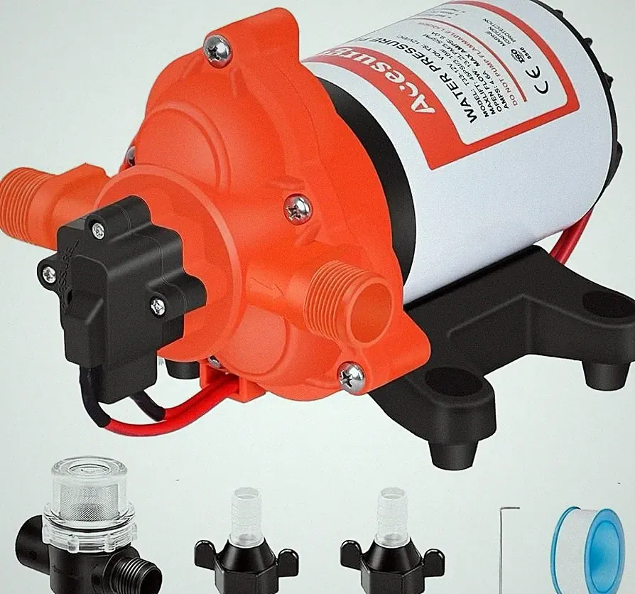 12V DC Water Pressure Pump,3.5GPM 45PSI Quiet On Demand RV Water Diaphragm Pump