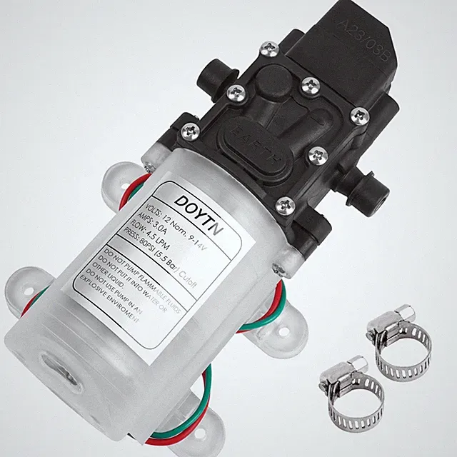 12V Diaphragm Water Pump with Pressure Switch – 1.2 GPM 80 PSI Self-Priming S