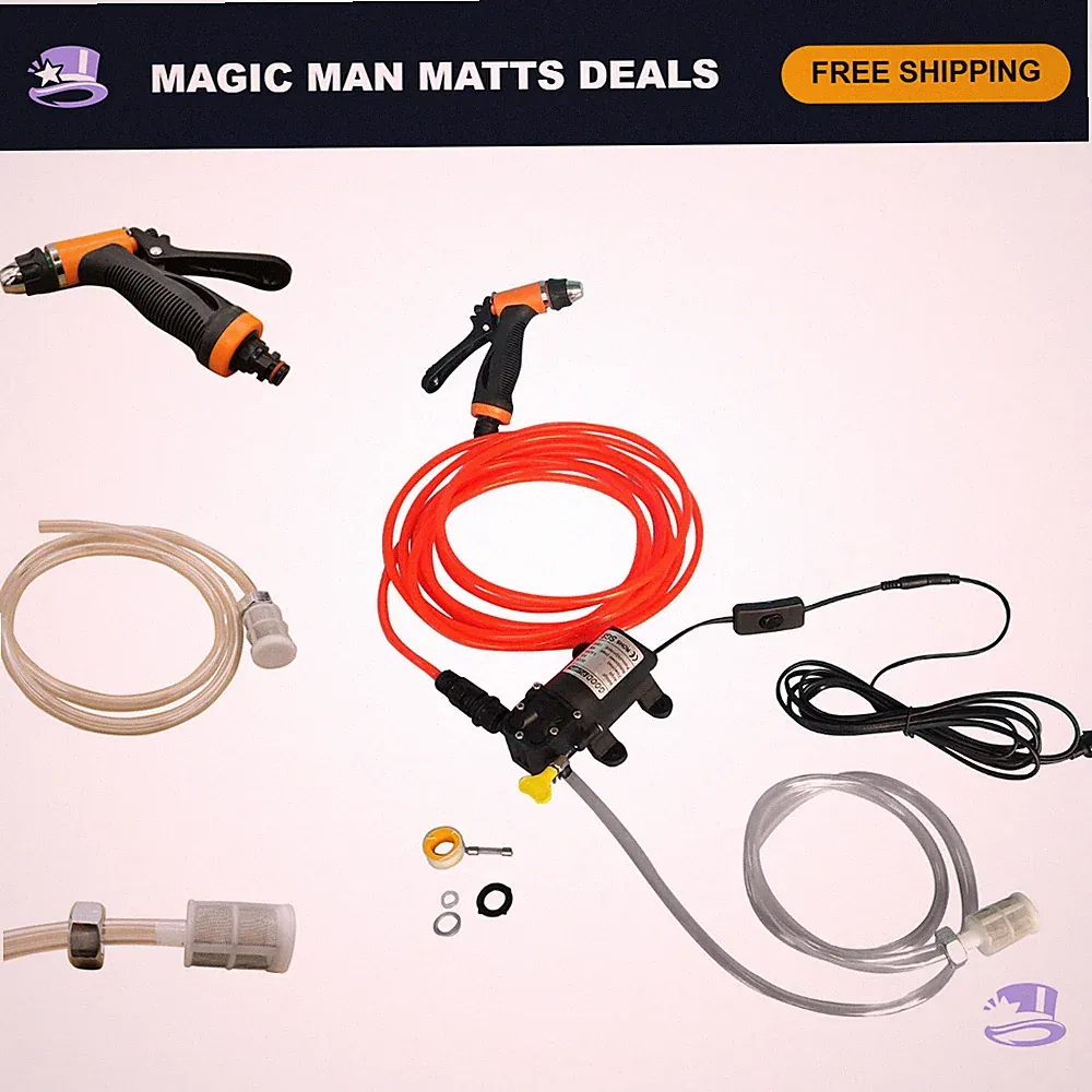 12V Portable High Pressure Car Washer Gun - Electric Water Pump Cleaning Kit