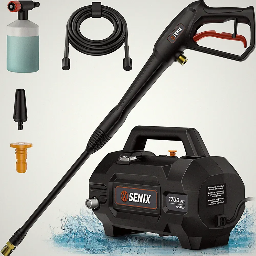 13 Amp Electric Pressure Washer - 1700 PSI, 1.2 GPM, Compact with Foam Cannon...