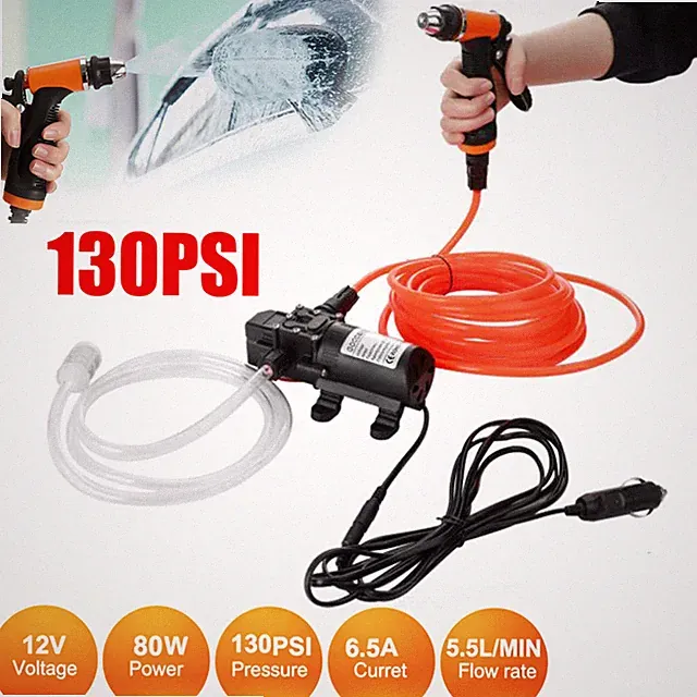 130PSI High Pressure Electric Car Washer Pump Wash 12V Clean Kit Portable 100W