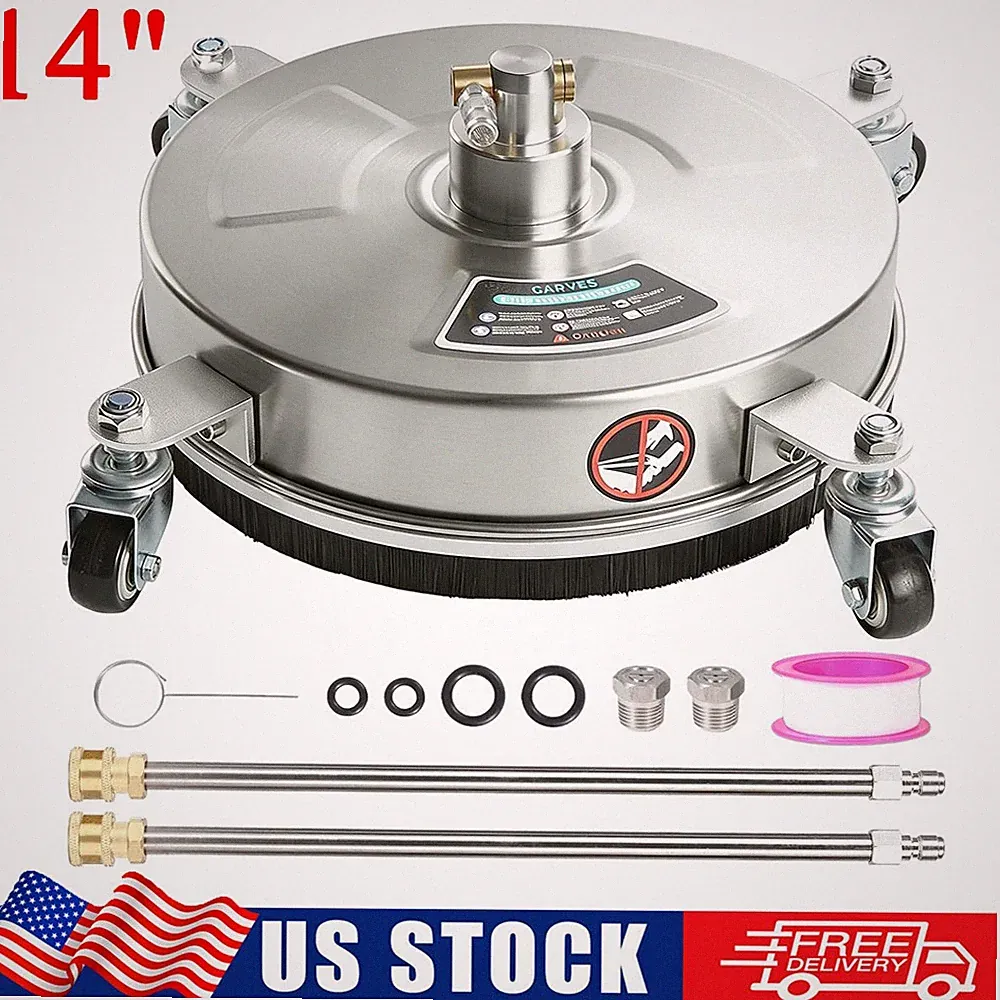 14" Pressure Washer Surface Cleaner 4000 PSI Stainless Steel Cleaning Attachment