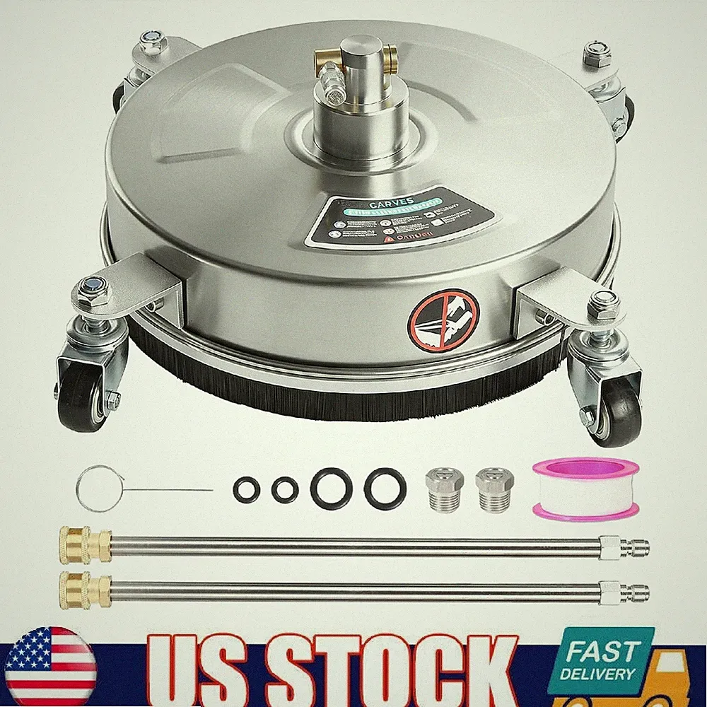 14" Pressure Washer Surface Cleaner Stainless Steel 4000 PSI with Wheels & Wand