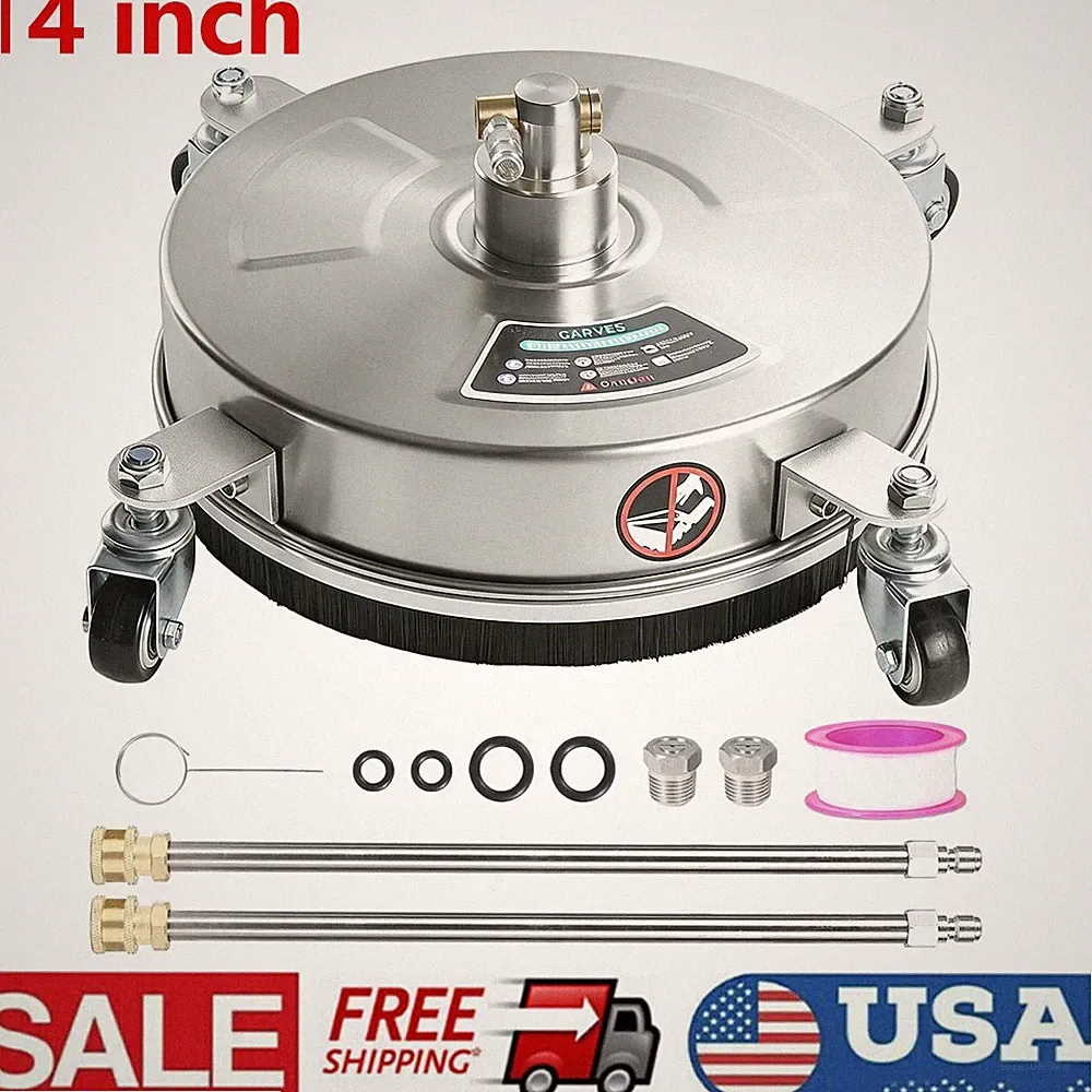 14" Pressure Washer Surface Cleaner with 4 Wheels for Patio Driveway Sidewalk