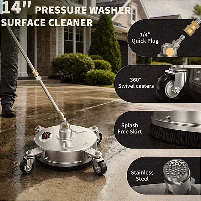 14'' Pressure Washer Surface Cleaner with 4 Wheels, 1/4" Quick Plug, 4200 PSI