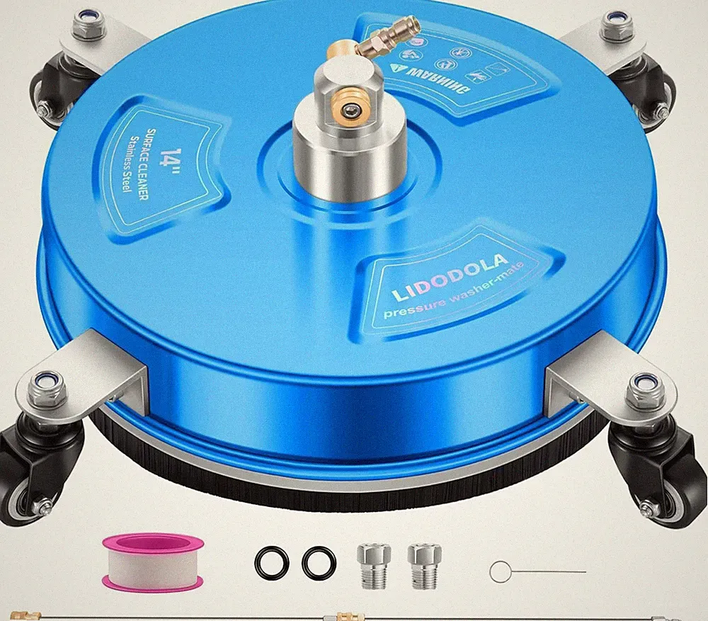 14" Pressure Washer Surface Cleaner with 4 Wheels - Coated Blue Stainless Steel