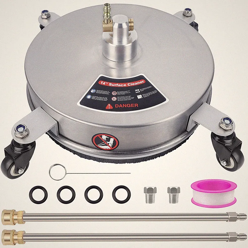 14" Pressure Washer Surface Cleaner with 4 Wheels, Stainless Steel Power Wash...