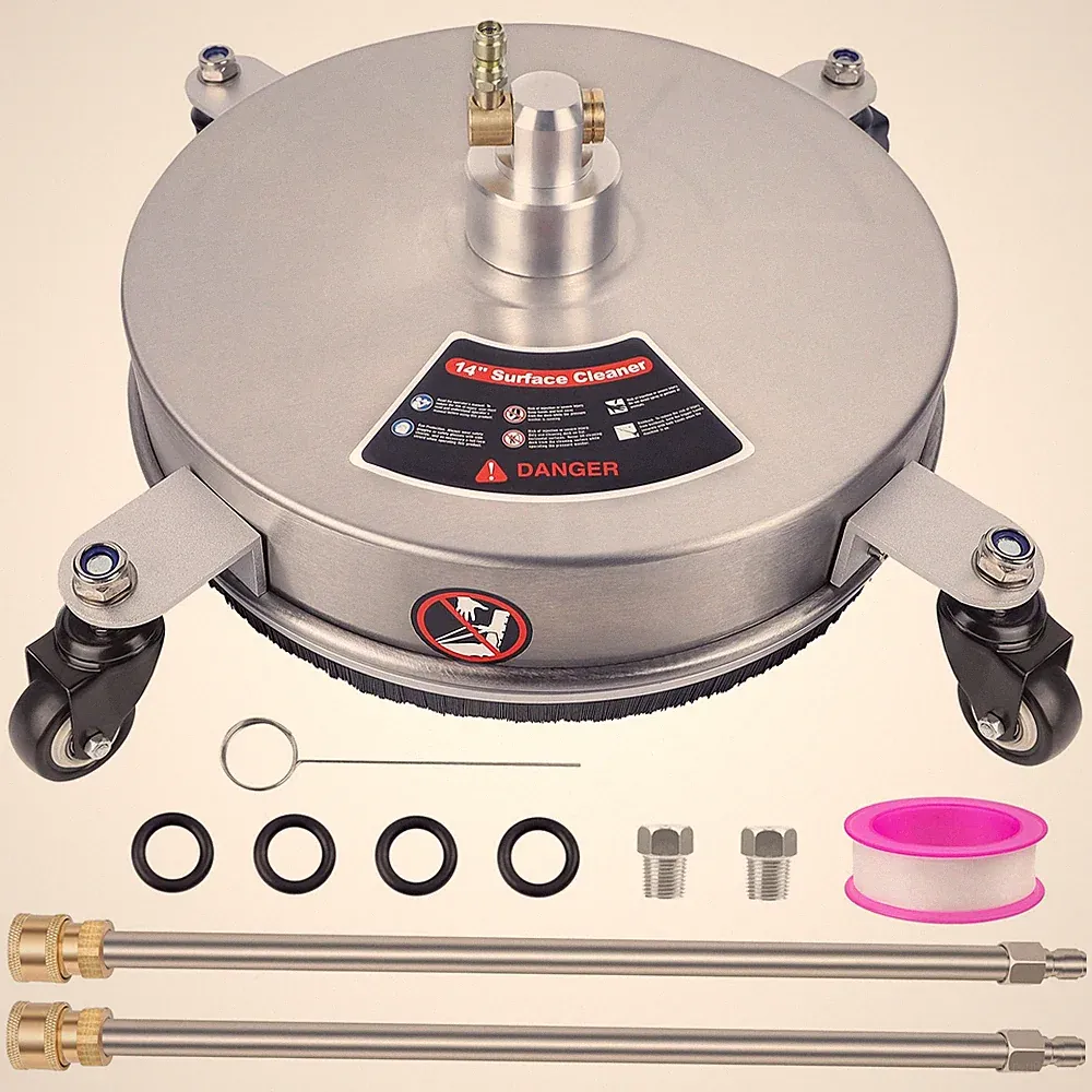 14" Pressure Washer Surface Cleaner with 4 Wheels, Stainless Steel Power Wash...