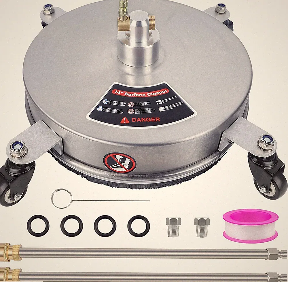 14" Pressure Washer Surface Cleaner with 4 Wheels, Stainless Steel Power Washer
