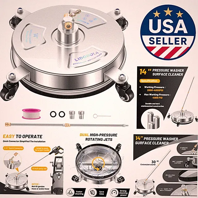 14" Stainless Steel Surface Cleaner for Patios, Driveways & Sidewalks