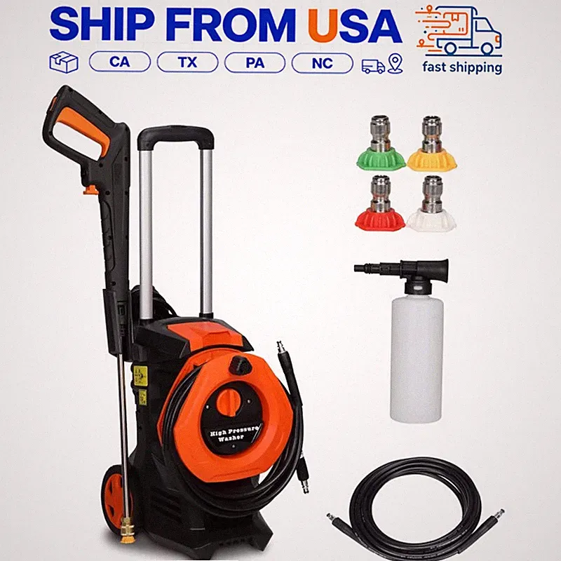 1400W Electric Pressure Washer with Foam Cannon Hose Reel Portable Cleaner Patio