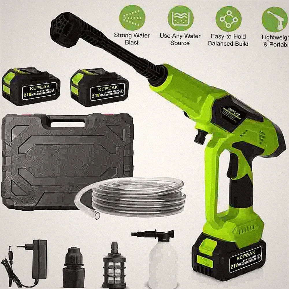 KEPEAK Cordless 1450PSI Portable Power Washer with 6-in-1 Nozzle & 2 Batteries