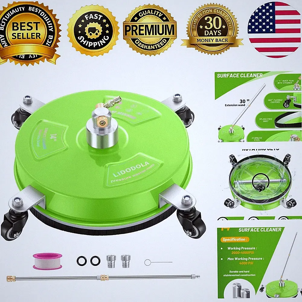 14in Pressure Washer Surface Cleaner Green Brandless Stainless Steel 4 Wheels