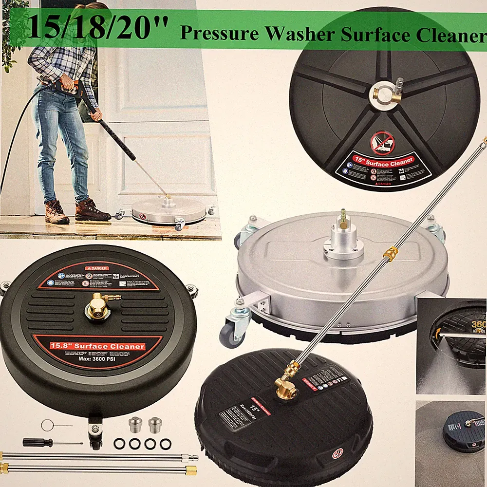 15/18/20’’ Pressure Washer Surface Cleaner 4000 PSI w/ 1/4 Quick Connector, Wand