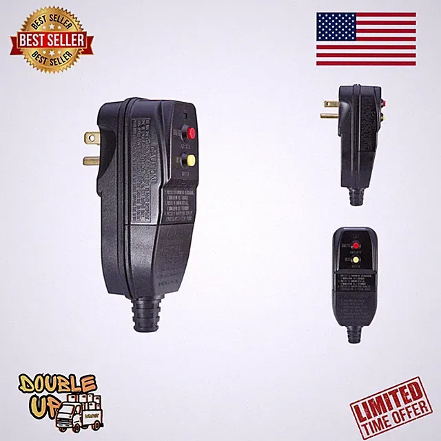 15 Amp Auto-Reset GFCI Plug for Pressure Washers & Pools - Compact 120V Design
