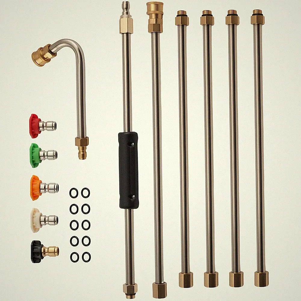 15 Inch 4000 PSI Pressure Washer Wands Stainless Steel Brass 6pcs 5 Nozzles