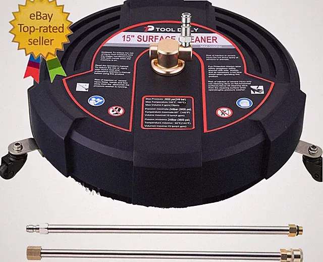 15 Inch Pressure Washer Surface Cleaner with 3 Wheels, 2 Extension Wands